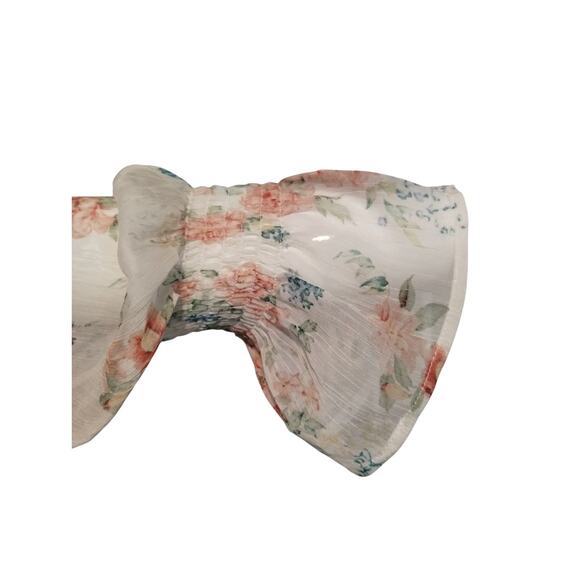 STORIA Women's Size Large Pastel Floral Smocked Chiffon Ruffle Whimsical Dress - Picture 3 of 10